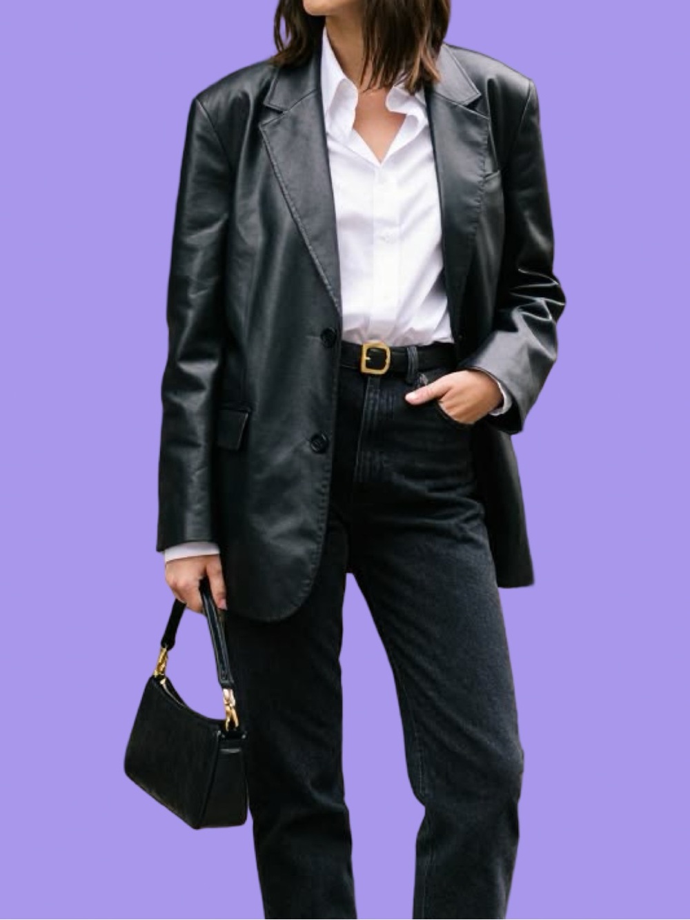 2/40$ Women's Black Leather Blazer | Vintage